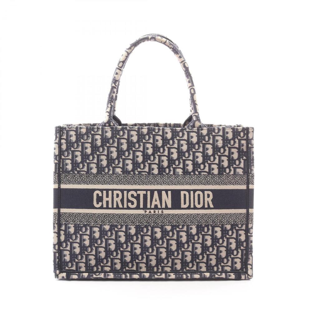 Christian Dior BOOK TOTE Bag Canvas Beige Navy Blue